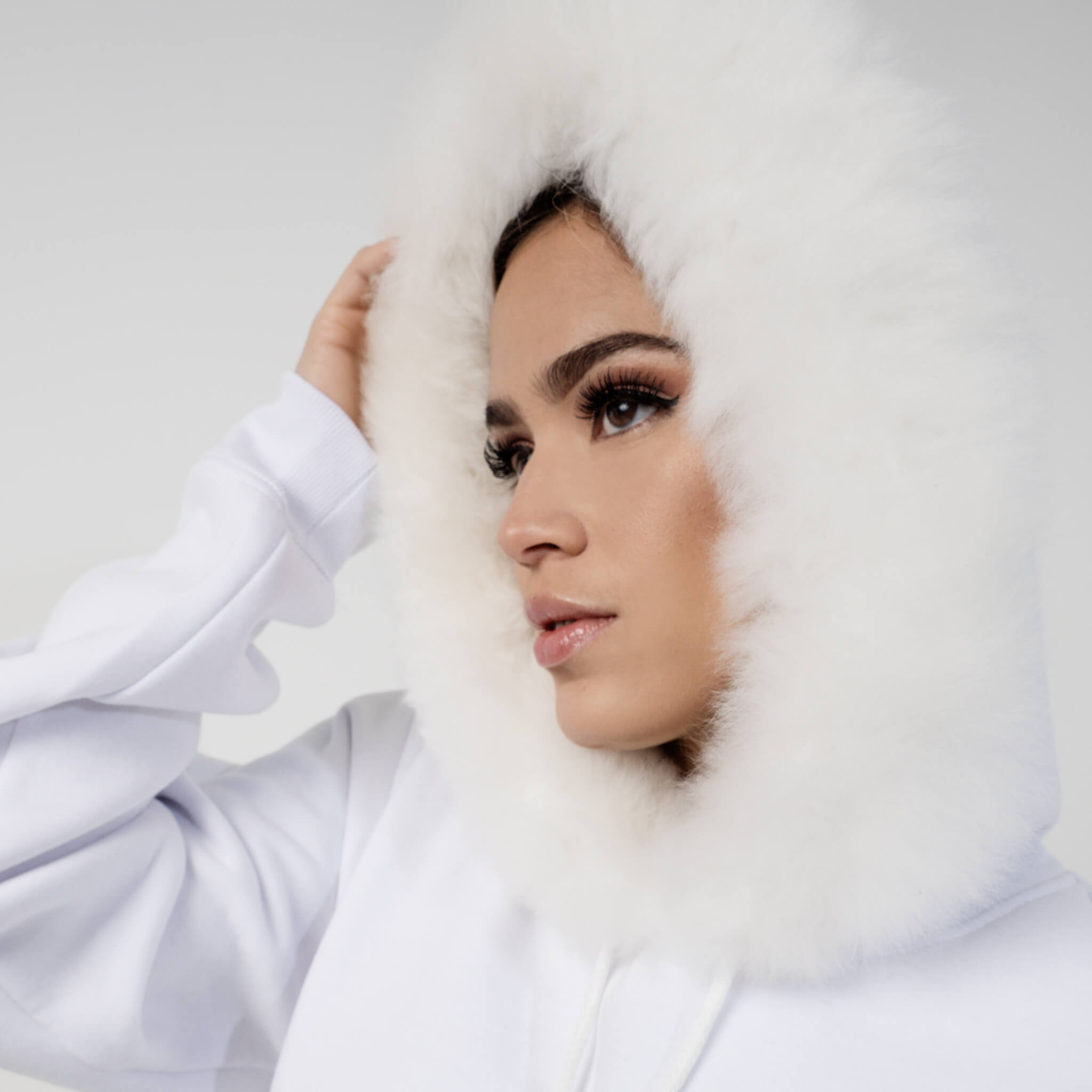 Classic Hoodie - White / Pure White Fur