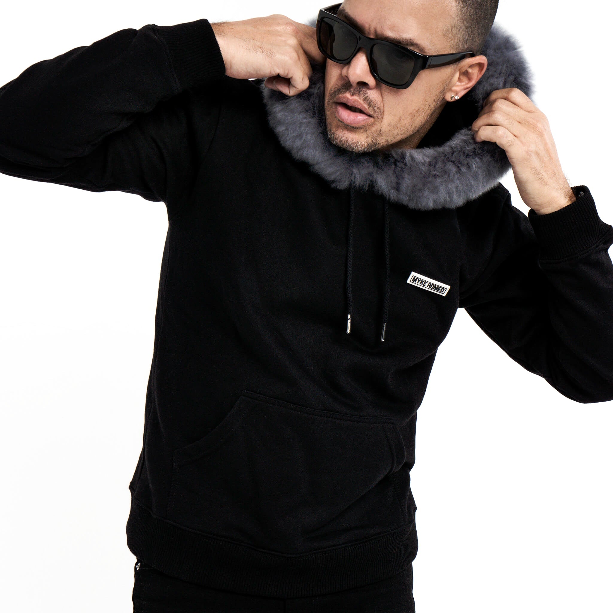 Classic Hoodie - Black / Smoke Grey Fur