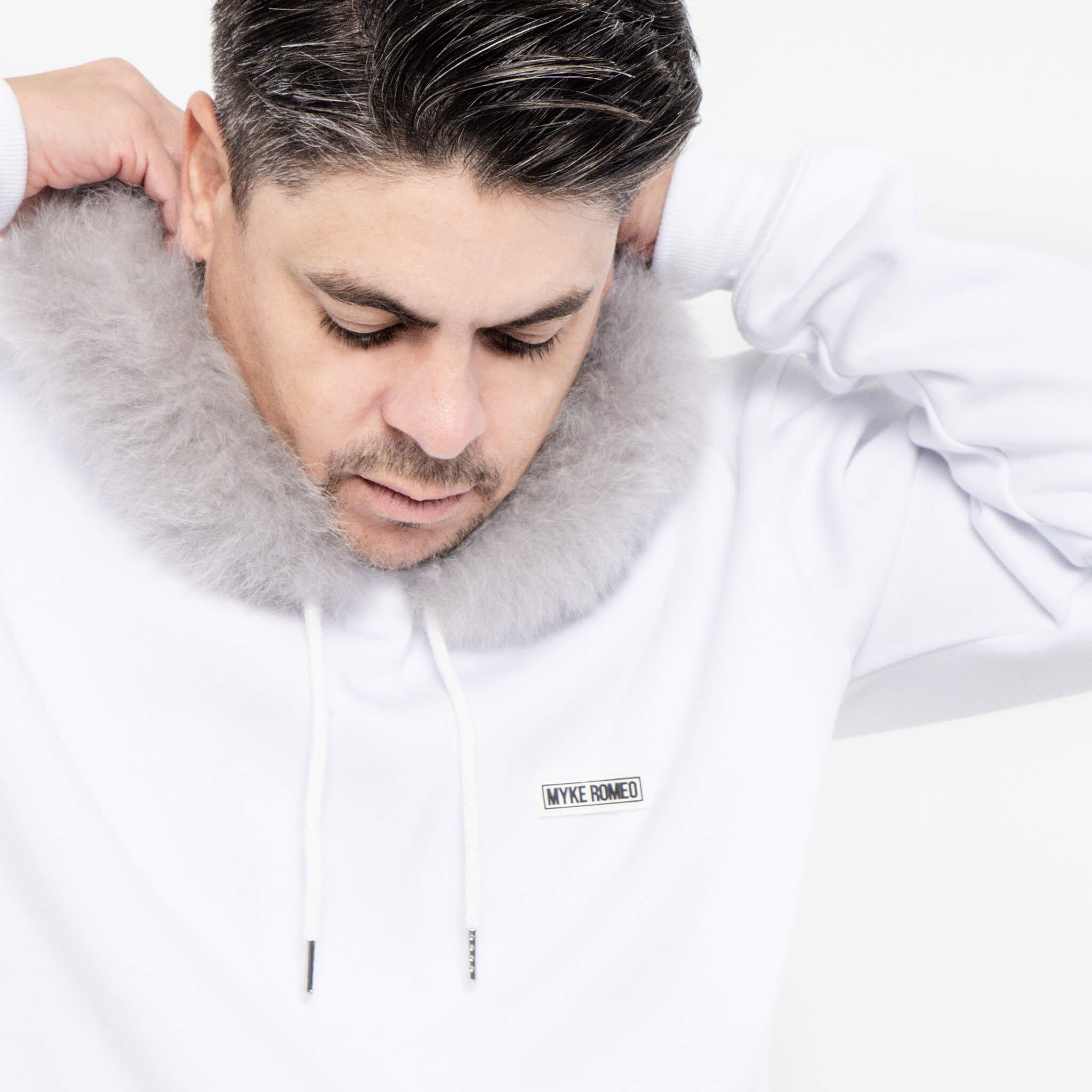 Classic Hoodie - White / Silver Fur