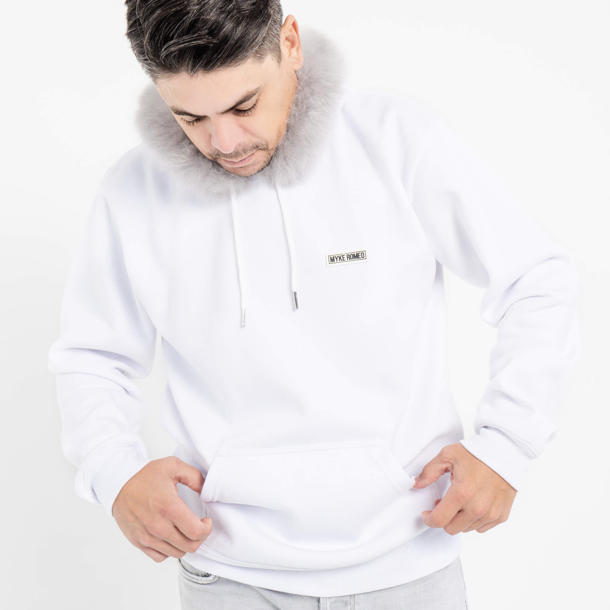 Classic Hoodie - White / Silver Fur